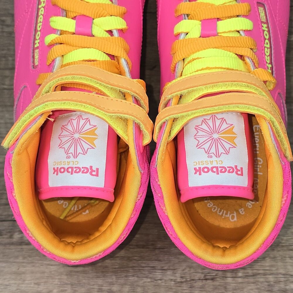 Reebok Freestyle Hi Classic Size 5 Women's Size 6.5 Hot Pink Orange Shoes M46765 - Picture 8 of 10